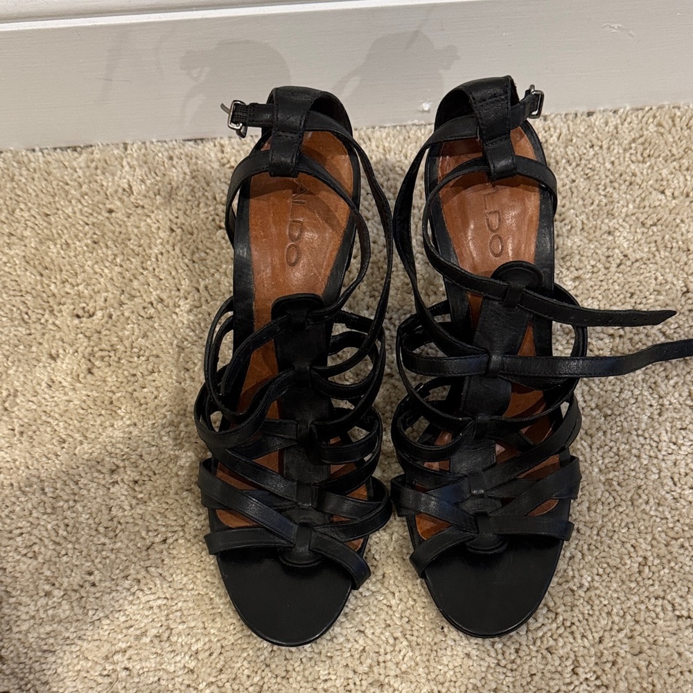 Aldo Elegant Black Strappy Sandals